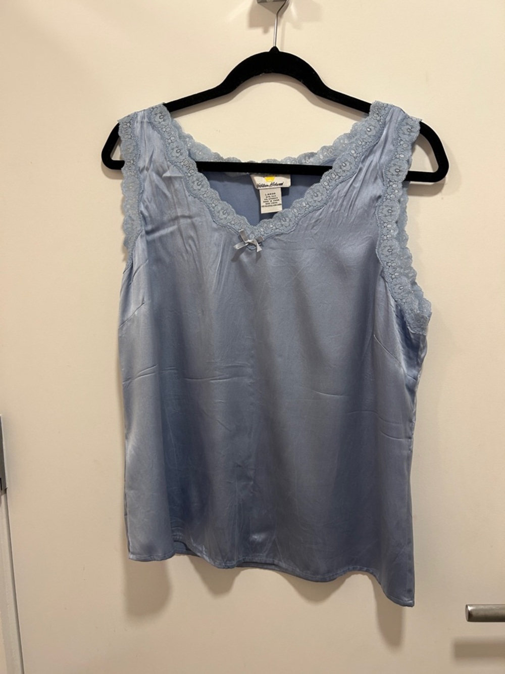 Kathleen Kinkwood Light Blue Satin Lace-Trim Sleep Camisole